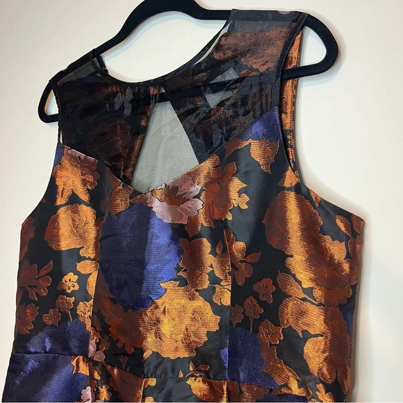 ASOS Floral Jaquard Organza Neckline Romper Playsuit - Picture 4 of 12